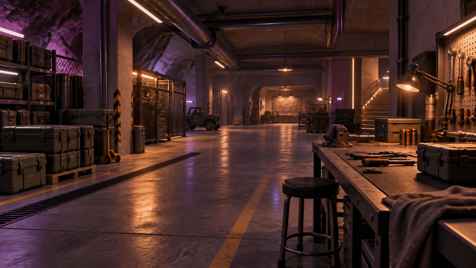 Concept illustration of an underground workshop