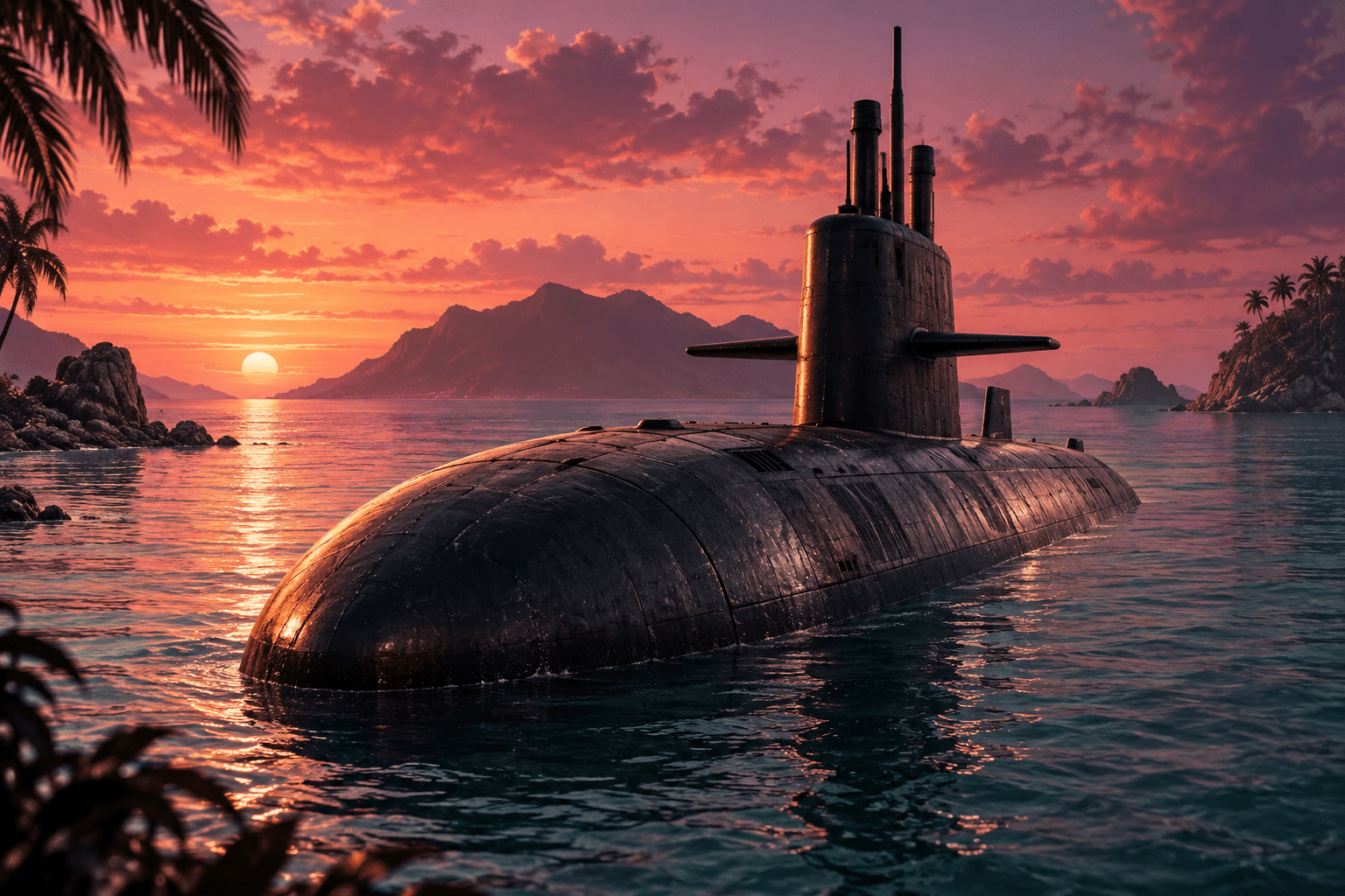 Fictional concept illustration: cayo submarine